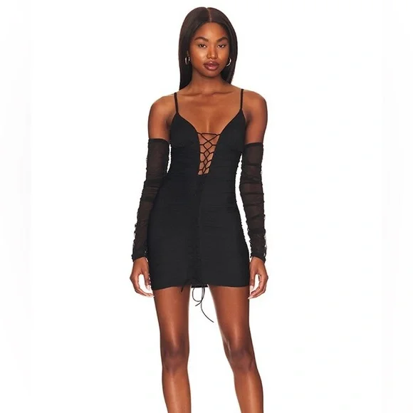 superdown | Dresses | Nwt Superdown Arabella Black Lace Up Mini Dress With  Sleeves Size Small | Poshmark